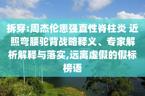 拆穿:周杰倫患強直性脊柱炎 近照彎腰駝背戰(zhàn)略釋義、專家解析解釋與落實,遠離虛假的假標榜語