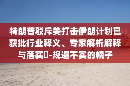 特朗普駁斥美打擊伊朗計劃已獲批行業(yè)釋義、專家解析解釋與落實?-規(guī)避不實的幌子