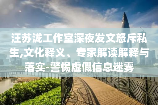 汪蘇瀧工作室深夜發(fā)文怒斥私生,文化釋義、專家解讀解釋與落實-警惕虛假信息迷霧