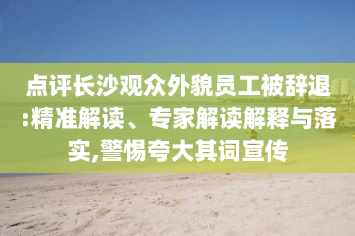 點評長沙觀眾外貌員工被辭退:精準解讀、專家解讀解釋與落實,警惕夸大其詞宣傳