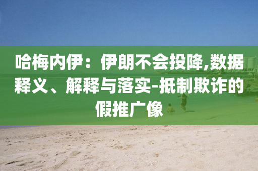 哈梅內(nèi)伊：伊朗不會投降,數(shù)據(jù)釋義、解釋與落實-抵制欺詐的假推廣像