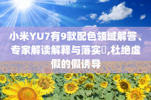 小米YU7有9款配色領(lǐng)域解答、專家解讀解釋與落實(shí)?,杜絕虛假的假誘導(dǎo)