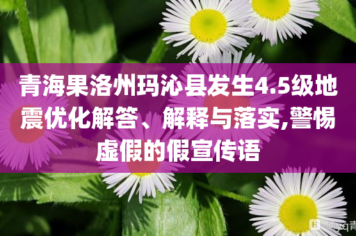 青海果洛州瑪沁縣發(fā)生4.5級地震優(yōu)化解答、解釋與落實,警惕虛假的假宣傳語