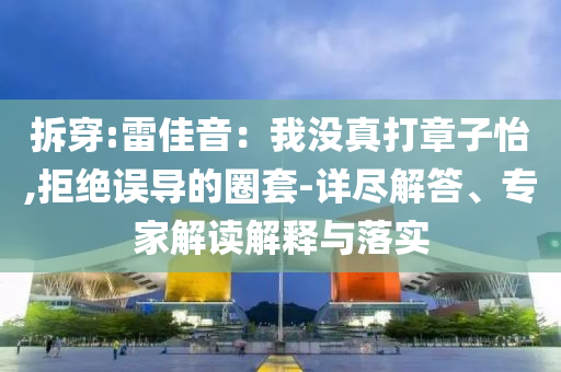 拆穿:雷佳音：我沒真打章子怡,拒絕誤導(dǎo)的圈套-詳盡解答、專家解讀解釋與落實(shí)