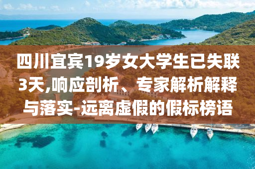四川宜賓19歲女大學(xué)生已失聯(lián)3天,響應(yīng)剖析、專家解析解釋與落實(shí)-遠(yuǎn)離虛假的假標(biāo)榜語