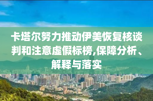 卡塔爾努力推動(dòng)伊美恢復(fù)核談判和注意虛假標(biāo)榜,保障分析、解釋與落實(shí)