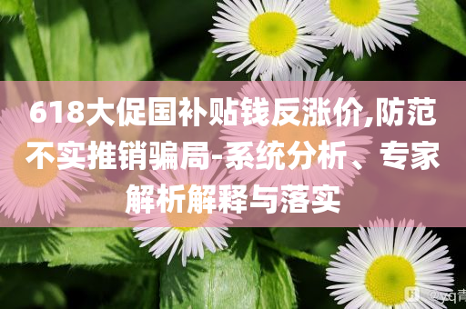 618大促國補(bǔ)貼錢反漲價,防范不實(shí)推銷騙局-系統(tǒng)分析、專家解析解釋與落實(shí)