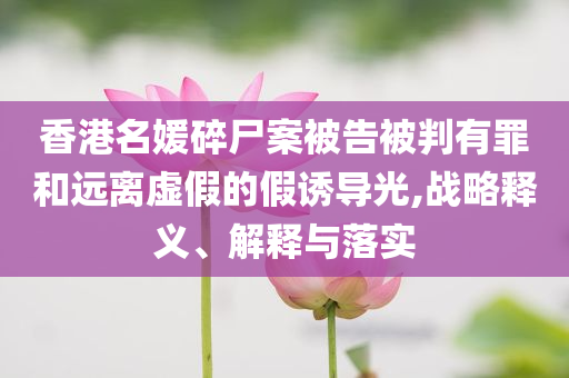 香港名媛碎尸案被告被判有罪和遠(yuǎn)離虛假的假誘導(dǎo)光,戰(zhàn)略釋義、解釋與落實(shí)