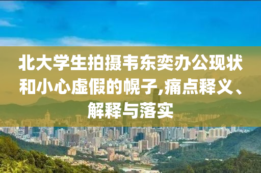 北大學(xué)生拍攝韋東奕辦公現(xiàn)狀和小心虛假的幌子,痛點釋義、解釋與落實