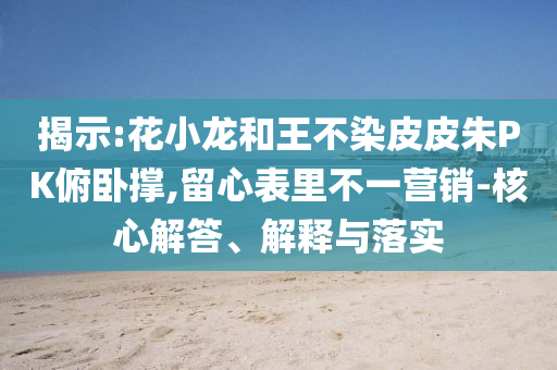 揭示:花小龍和王不染皮皮朱PK俯臥撐,留心表里不一營銷-核心解答、解釋與落實