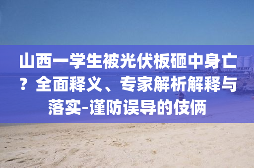 山西一學(xué)生被光伏板砸中身亡？全面釋義、專家解析解釋與落實(shí)-謹(jǐn)防誤導(dǎo)的伎倆