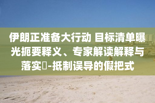 伊朗正準(zhǔn)備大行動 目標(biāo)清單曝光扼要釋義、專家解讀解釋與落實(shí)?-抵制誤導(dǎo)的假把式