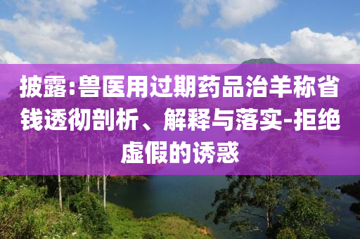 披露:獸醫(yī)用過期藥品治羊稱省錢透徹剖析、解釋與落實-拒絕虛假的誘惑
