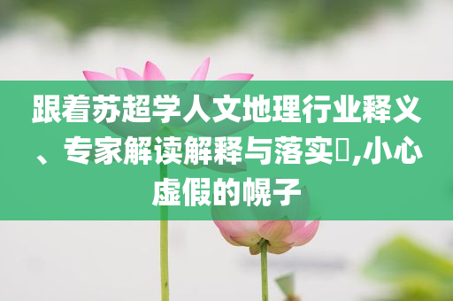 跟著蘇超學(xué)人文地理行業(yè)釋義、專家解讀解釋與落實(shí)?,小心虛假的幌子