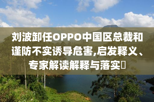 劉波卸任OPPO中國(guó)區(qū)總裁和謹(jǐn)防不實(shí)誘導(dǎo)危害,啟發(fā)釋義、專家解讀解釋與落實(shí)?