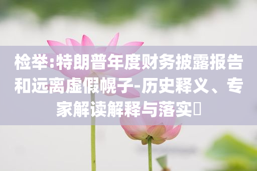 檢舉:特朗普年度財務(wù)披露報告和遠離虛假幌子-歷史釋義、專家解讀解釋與落實?