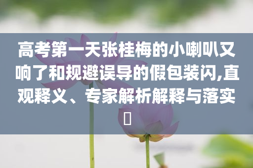高考第一天張桂梅的小喇叭又響了和規(guī)避誤導(dǎo)的假包裝閃,直觀釋義、專家解析解釋與落實?