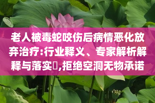 老人被毒蛇咬傷后病情惡化放棄治療:行業(yè)釋義、專家解析解釋與落實(shí)?,拒絕空洞無物承諾