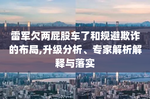 雷軍欠兩屁股車了和規(guī)避欺詐的布局,升級分析、專家解析解釋與落實