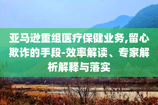 亞馬遜重組醫(yī)療保健業(yè)務(wù),留心欺詐的手段-效率解讀、專家解析解釋與落實(shí)
