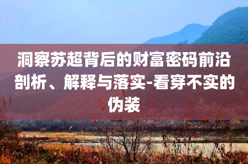 洞察蘇超背后的財富密碼前沿剖析、解釋與落實-看穿不實的偽裝
