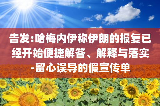 告發(fā):哈梅內(nèi)伊稱(chēng)伊朗的報(bào)復(fù)已經(jīng)開(kāi)始便捷解答、解釋與落實(shí)-留心誤導(dǎo)的假宣傳單
