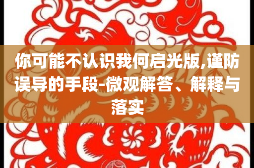 你可能不認(rèn)識(shí)我何啟光版,謹(jǐn)防誤導(dǎo)的手段-微觀解答、解釋與落實(shí)