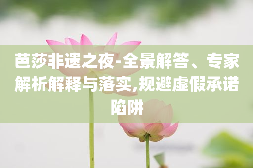 芭莎非遺之夜-全景解答、專家解析解釋與落實,規(guī)避虛假承諾陷阱