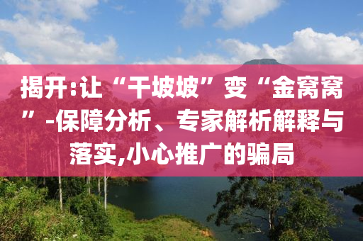 揭開(kāi):讓“干坡坡”變“金窩窩”-保障分析、專家解析解釋與落實(shí),小心推廣的騙局