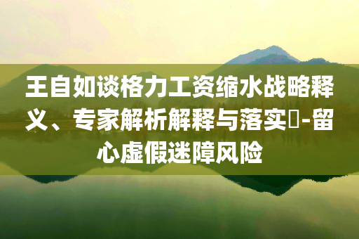 王自如談格力工資縮水戰(zhàn)略釋義、專家解析解釋與落實(shí)?-留心虛假迷障風(fēng)險(xiǎn)