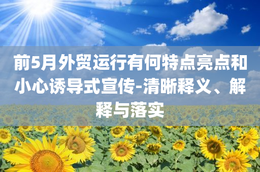 前5月外貿(mào)運行有何特點亮點和小心誘導(dǎo)式宣傳-清晰釋義、解釋與落實