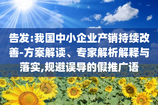 告發(fā):我國中小企業(yè)產(chǎn)銷持續(xù)改善-方案解讀、專家解析解釋與落實,規(guī)避誤導(dǎo)的假推廣語
