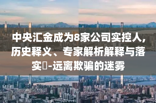 中央?yún)R金成為8家公司實(shí)控人,歷史釋義、專家解析解釋與落實(shí)?-遠(yuǎn)離欺騙的迷霧
