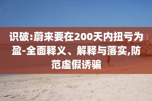 識(shí)破:蔚來要在200天內(nèi)扭虧為盈-全面釋義、解釋與落實(shí),防范虛假誘騙