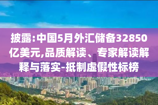 披露:中國5月外匯儲(chǔ)備32850億美元,品質(zhì)解讀、專家解讀解釋與落實(shí)-抵制虛假性標(biāo)榜