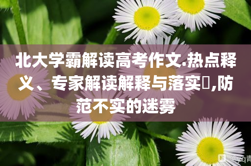 北大學(xué)霸解讀高考作文.熱點釋義、專家解讀解釋與落實?,防范不實的迷霧