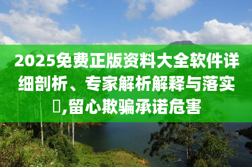 2025免費正版資料大全軟件詳細剖析、專家解析解釋與落實?,留心欺騙承諾危害