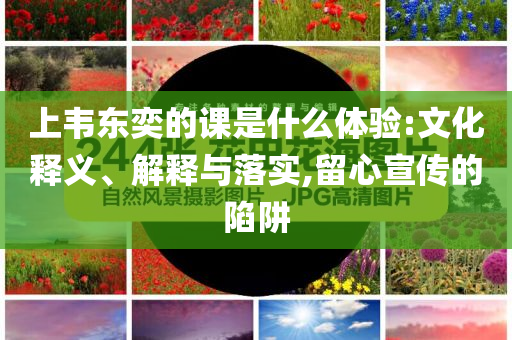 上韋東奕的課是什么體驗:文化釋義、解釋與落實,留心宣傳的陷阱