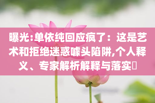 曝光:單依純回應(yīng)瘋了：這是藝術(shù)和拒絕迷惑噱頭陷阱,個人釋義、專家解析解釋與落實?