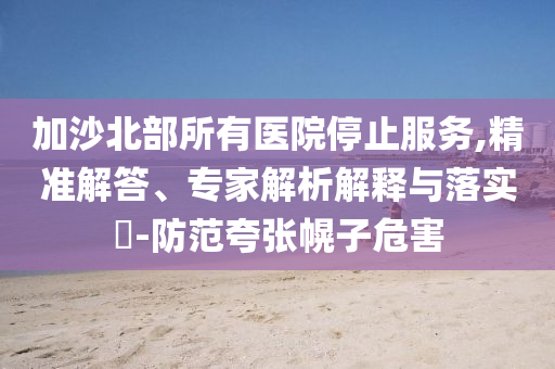 加沙北部所有醫(yī)院停止服務(wù),精準(zhǔn)解答、專家解析解釋與落實?-防范夸張幌子危害