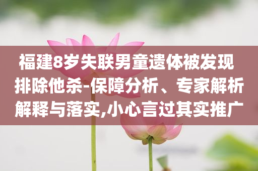 福建8歲失聯(lián)男童遺體被發(fā)現(xiàn) 排除他殺-保障分析、專家解析解釋與落實,小心言過其實推廣