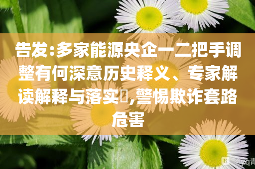 告發(fā):多家能源央企一二把手調(diào)整有何深意歷史釋義、專家解讀解釋與落實?,警惕欺詐套路危害