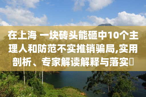 在上海 一塊磚頭能砸中10個主理人和防范不實(shí)推銷騙局,實(shí)用剖析、專家解讀解釋與落實(shí)?