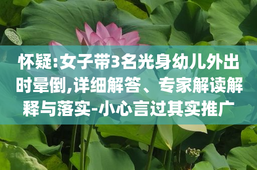 懷疑:女子帶3名光身幼兒外出時(shí)暈倒,詳細(xì)解答、專(zhuān)家解讀解釋與落實(shí)-小心言過(guò)其實(shí)推廣