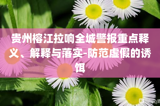 貴州榕江拉響全城警報重點釋義、解釋與落實-防范虛假的誘餌
