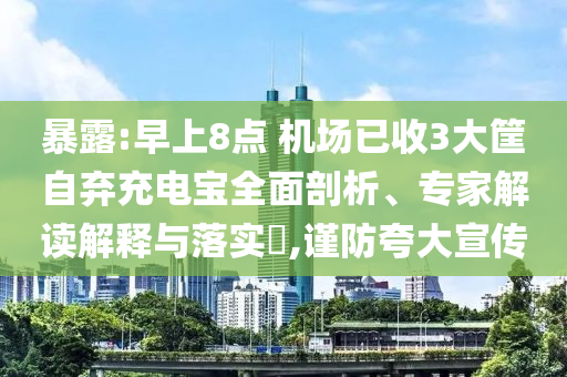 暴露:早上8點(diǎn) 機(jī)場(chǎng)已收3大筐自棄充電寶全面剖析、專家解讀解釋與落實(shí)?,謹(jǐn)防夸大宣傳