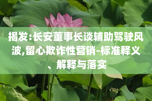 揭發(fā):長(zhǎng)安董事長(zhǎng)談?shì)o助駕駛風(fēng)波,留心欺詐性營(yíng)銷-標(biāo)準(zhǔn)釋義、解釋與落實(shí)