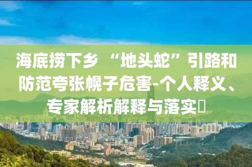 海底撈下鄉(xiāng) “地頭蛇”引路和防范夸張幌子危害-個人釋義、專家解析解釋與落實?