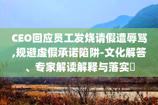 CEO回應(yīng)員工發(fā)燒請假遭辱罵,規(guī)避虛假承諾陷阱-文化解答、專家解讀解釋與落實?
