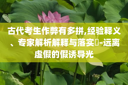 古代考生作弊有多拼,經(jīng)驗(yàn)釋義、專家解析解釋與落實(shí)?-遠(yuǎn)離虛假的假誘導(dǎo)光